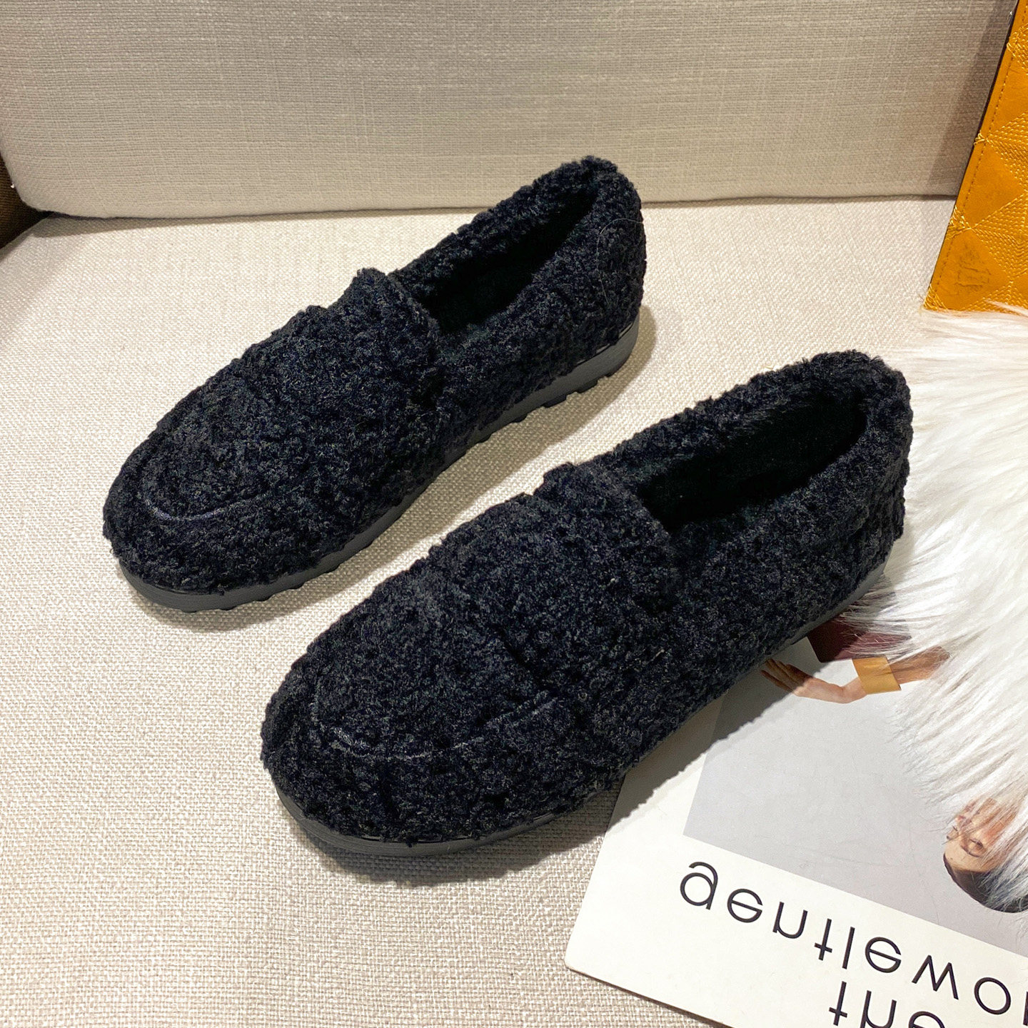 厚底毛毛鞋女冬外穿2025新款加绒豆豆鞋小码一脚蹬羊羔毛大码棉鞋,女鞋,乐福鞋（豆豆鞋）,淘宝优惠券,粉丝福利购,淘宝优惠卷