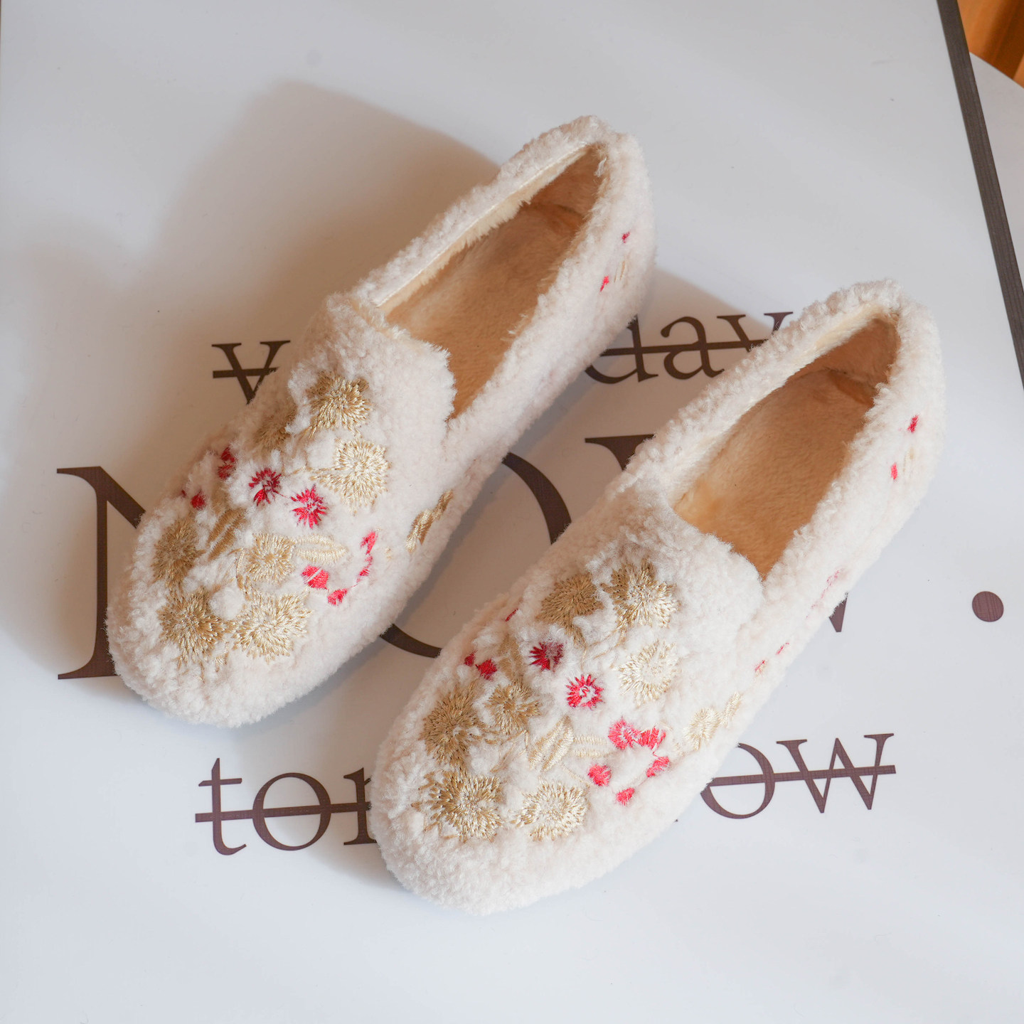 毛毛鞋女冬外穿羊羔毛豆豆鞋