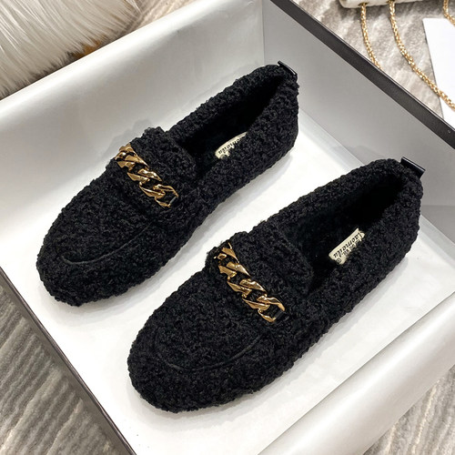 保暖毛毛鞋女2025新款豆豆鞋