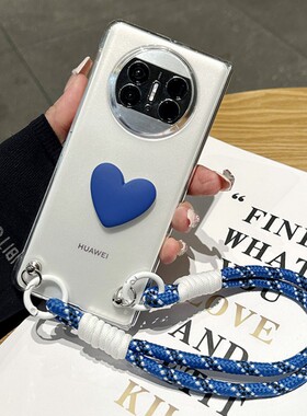 ins简约适用华为mateX5手机壳透明x3折叠屏超薄外壳X2手提绳mate50RS保时捷p40Pro+爱心p60原创小众m30男女潮