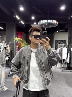 玖毅秋季新款美式高街飞行员夹克男潮牌废土风痞帅棒球服上衣外套