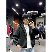 拉链短款 2026春季 休闲复古连帽夹克男宽松落肩袖 外套潮牌百搭上衣