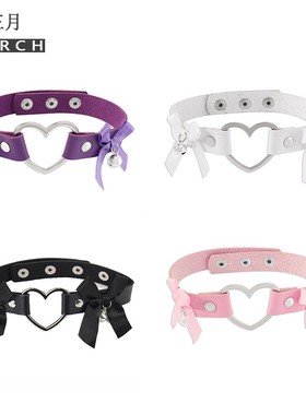 蝴蝶结项圈皮颈环choker带铃铛女