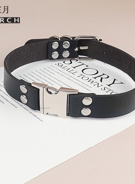 简约磁扣皮项圈朋克哥特风