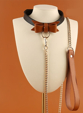 老钱风拼色英伦奢华蝴蝶结项圈