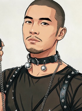 铃铛项圈男m牵引绳项圈情调小狗