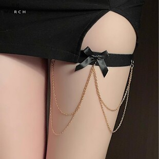 流苏蝴蝶结勒肉腿环y2k性感辣妹腿链女高级感大腿绑饰身体链饰品