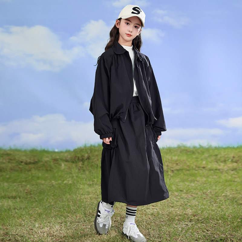 女童装春装套装2026新款洋气春秋款儿童女大童休闲时髦两件套裙子