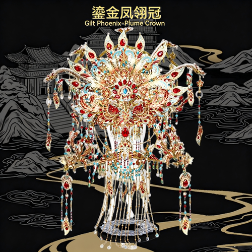 钢达鎏金凤冠可佩戴金属拼装模型送女友惊喜礼物收藏摆件3d立体