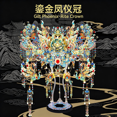 钢达鎏金凤冠可佩戴金属拼装模型送女友惊喜礼物收藏摆件3d立体