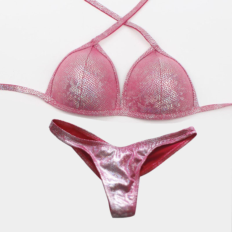 新款健美比赛比基尼赛服加厚定性杯健身小姐形体健体交叉b10