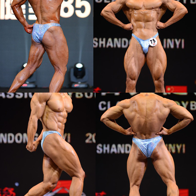 镭射健美三角裤内裤健身比赛裤