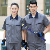 夏季 工人劳保服耐磨工装 短袖 男士 定制 工厂汽修车间工作服套装 薄款