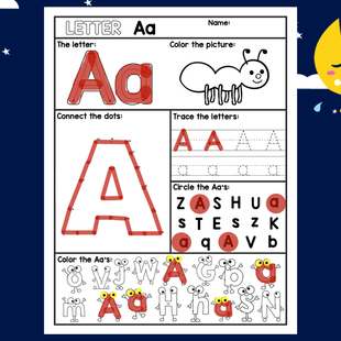 幼儿童启蒙书写涂色描红26个字母A-Z连线练习作业纸