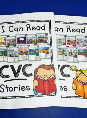 自然拼读cvc stories故事短文阅读理解启蒙phonice幼儿童作业纸