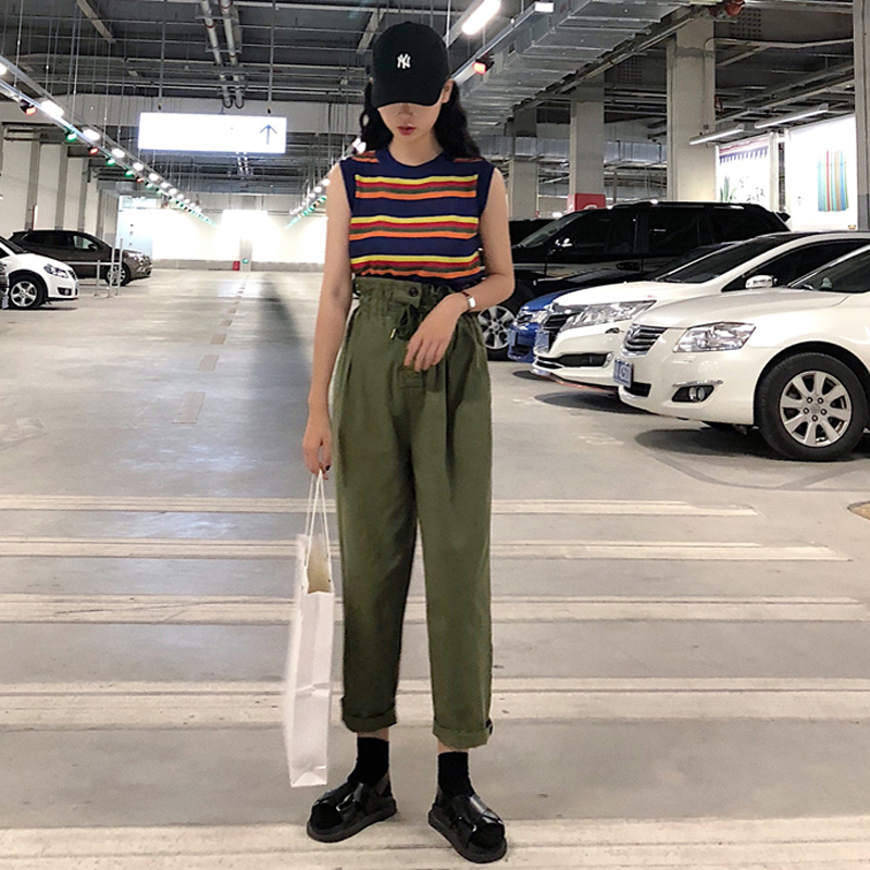 º«°æÊ±ÉÐÐÝÏÐÌ××°Ïļ¾²ÊÉ«ÌõÎÆÕëÖ¯±³ÐÄ+¸ßÑüϵ´øÐÝÏпãÁ½¼þÌ×Å®
