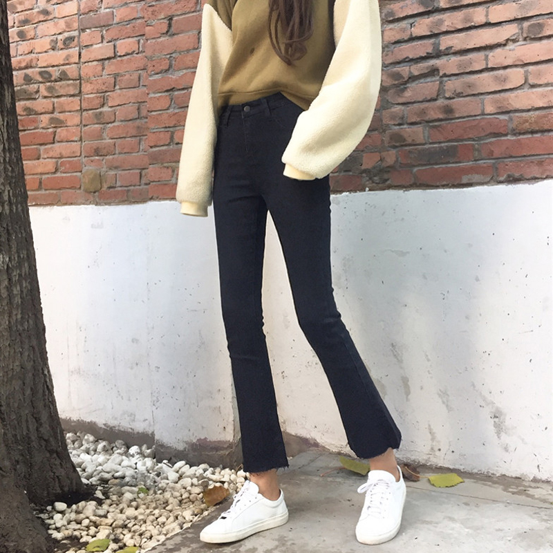 ÇïװŮװп°æ¸ßÑüÐÞÉíÏÔÊÝë±ß΢À®°È¿ãµ¯Á¦Å£×пã¾Å·Ö¿ã³¤¿ã