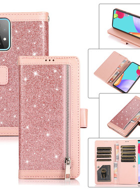 适用三星A13手机壳a60防摔A70全包边a33 5g保护壳A42皮套A72翻盖式A52插卡A30钱包女款A40闪粉亮皮a41新款a12