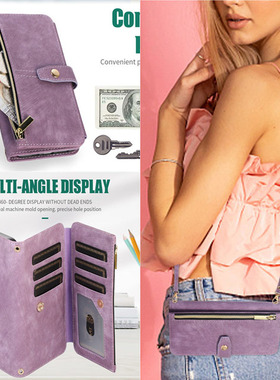 适用三星A70手机壳A05S保护套a33插卡a50斜背A21S挂绳a23翻盖式a12防摔note8/9全包5G女款S7零钱包S8拉链s10e