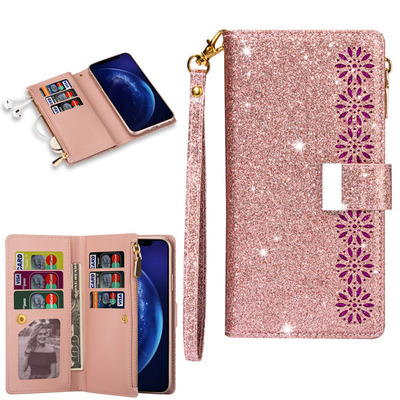 大容量三星苹果亮皮闪粉插卡皮套