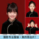 儿童摄影服装 中国风证件照影楼拍照女孩演出服 女童黑色旗袍新中式