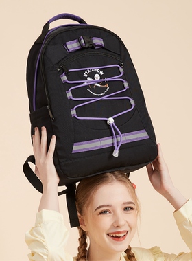 Etaishow美式复古大学生轻便双肩包女初高中学生日系大容量书包女