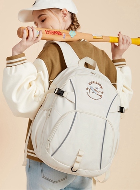 Etaishow美式复古风大学生双肩包大容量初中生高中生轻便书包女