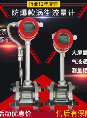 防爆不锈钢锅炉蒸汽涡街流量计空气燃气沼气氮气液体水智能计量表