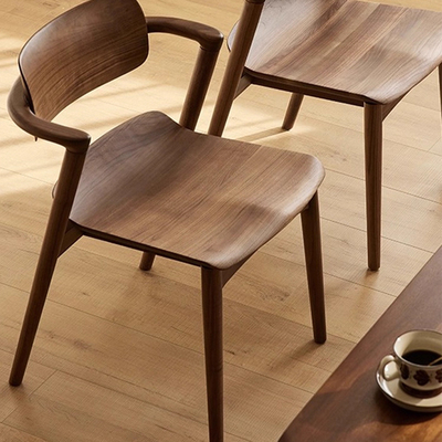 北美白蜡木家用扶手椅全实木美式餐椅休闲椅茶桌椅靠背椅子餐桌椅