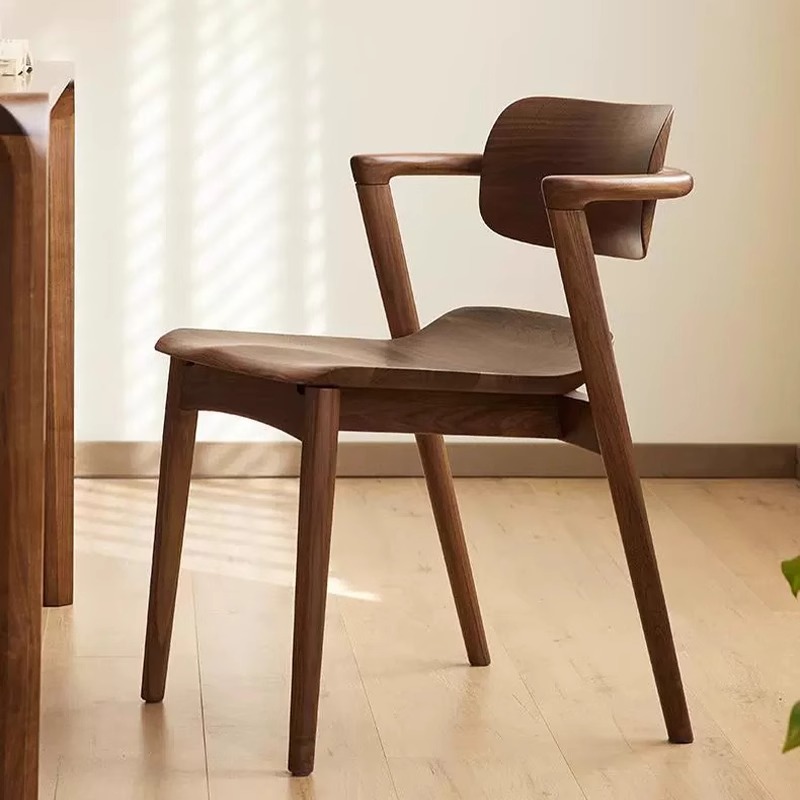 北美白蜡木家用扶手椅全实木美式餐椅休闲椅茶桌椅靠背椅子餐桌椅