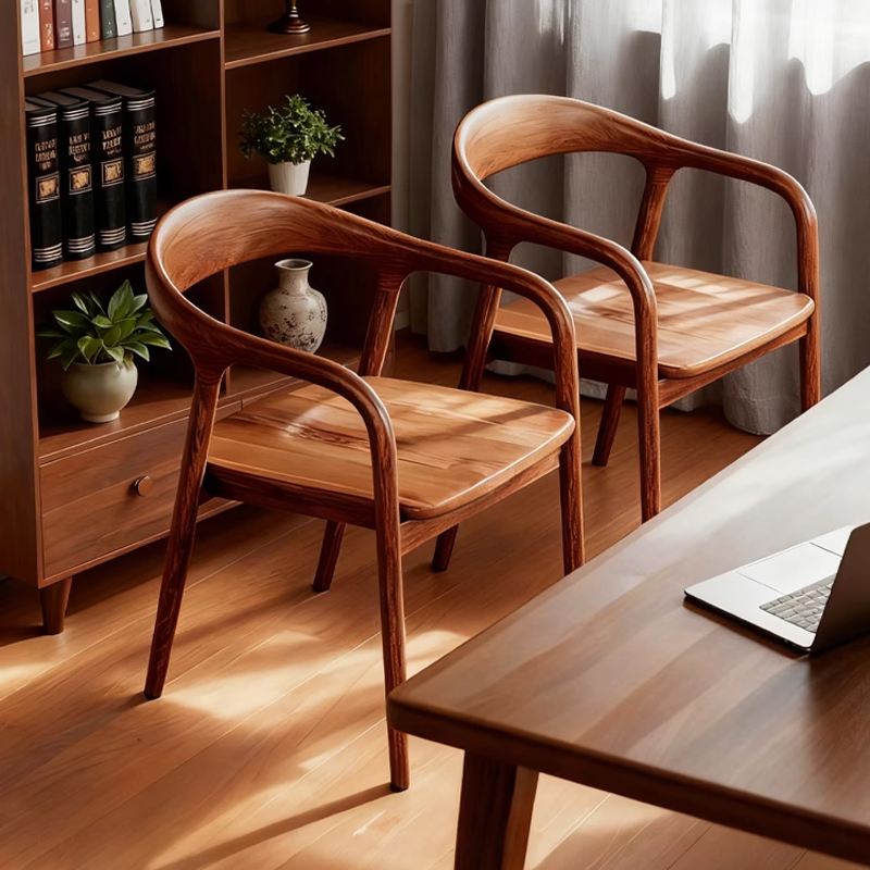家用实木餐椅北欧原木简约广岛舒美特扶手椅子洽谈靠背书桌椅组合