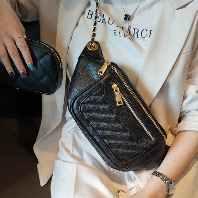 胸包女斜挎百搭韩版潮2020新款头层牛皮时尚腰包ins真皮单肩女包在类目 箱包皮具/热销女包/男包, 女士包袋中 - 来自Buy2taobao.com提供专业的淘宝代购服务