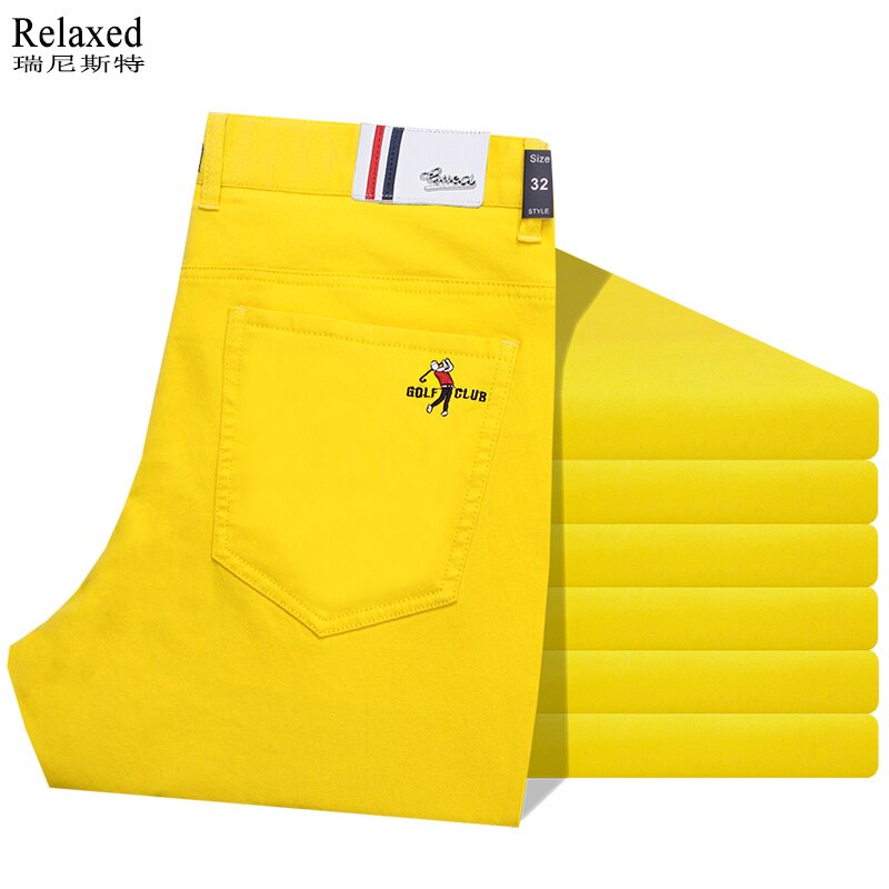 春季纯棉弹力长裤男裤子黄色直筒裤品牌正品高尔夫球裤休闲裤高档在类目 男装, 休闲裤中 - 来自Buy2taobao.com提供专业的淘宝代购服务