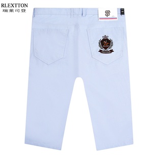 男裤 薄款 子中裤 高端刺绣高尔夫短裤 透气浅蓝色 商务休闲五分裤 夏季