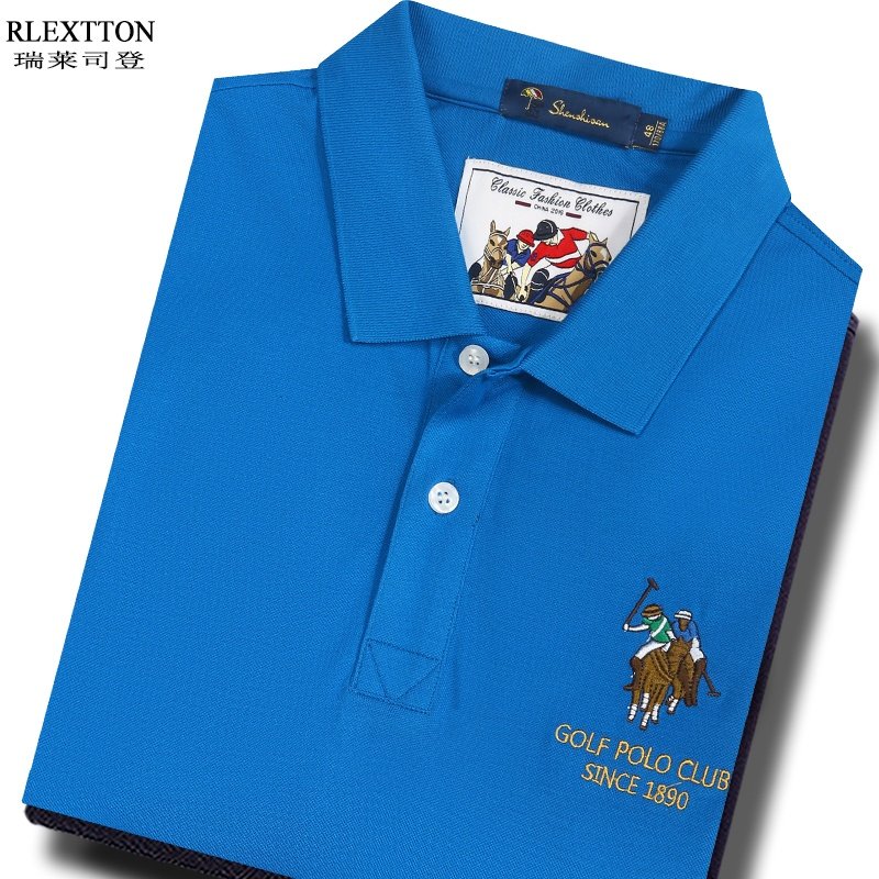 夏季品牌男装翻领短袖T恤纯棉POLO衫高档T有领带领半袖上衣服薄款