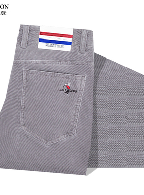 灯芯绒男裤子条绒裤直筒宽松长裤高尔夫休闲裤品牌高档厚秋冬灰色