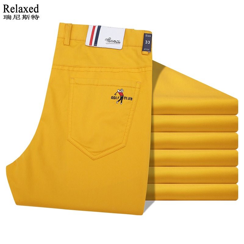 brand Men's trousers yellow trousers men's wear Golf Straight Casual pants high-grade pure cotton colour Spring and summerin the Men's clothing, Casual pants  category - from Buy2taobao.com to provide professional Taobao agent buy service