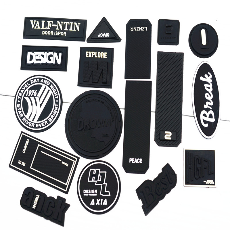 黑色字母皮标衣服补丁贴硅胶橡胶PVC软胶羽绒服破洞修补 LOGO定制