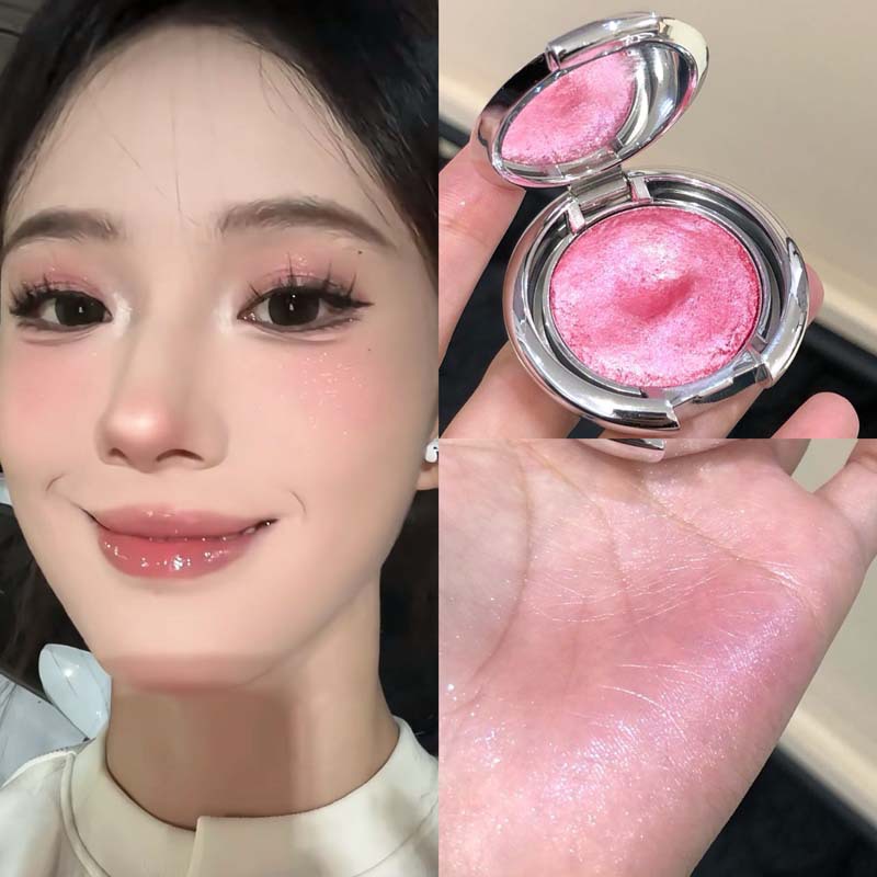 光影交织高光膏彩妆碎钻爆闪珠光细闪立体卧蚕提亮修容自然水光感