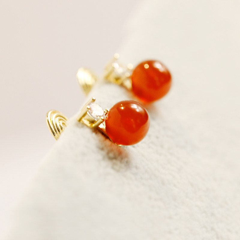 柿满枝头 事事如意~天然红玛瑙锆石无耳洞蚊香盘耳夹本命年耳钉女,饰品/流行首饰/时尚饰品新,耳夹,淘宝优惠券,粉丝福利购,淘宝优惠卷