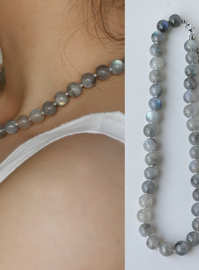 W的手创灰色月光石项链