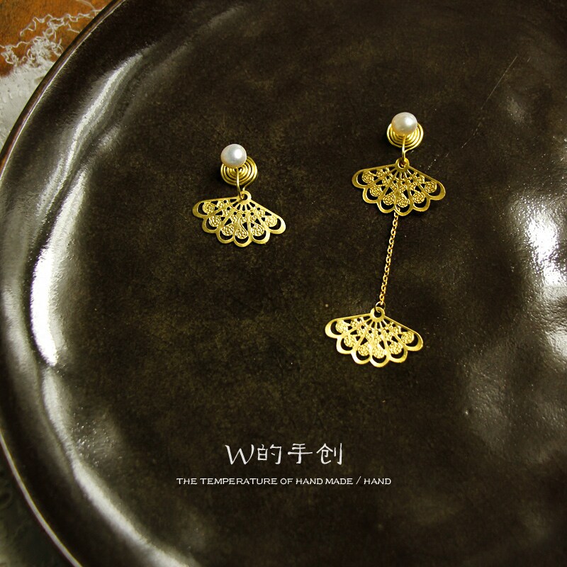 古典优雅不对称设计~18K包金耳钉耳环天然珍珠蚊香盘耳夹无耳洞女,饰品/流行首饰/时尚饰品新,耳夹,淘宝优惠券,粉丝福利购,淘宝优惠卷