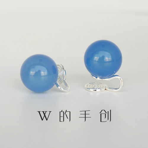 天然蓝玛瑙简约百搭无痛耳夹