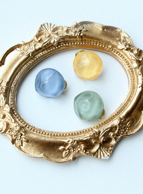 W的手创超仙莫兰迪透明水光幻彩耳环日韩复古气质耳钉蚊香盘耳夹