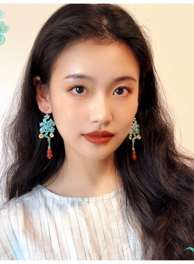 原创小众祥云烧蓝古风蚊香盘耳夹