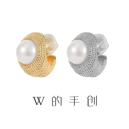 W的手创复古珍珠大牌蚊香盘耳夹