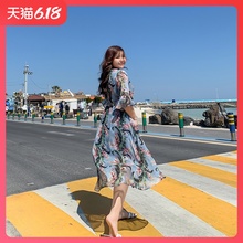 沙滩裙女大码胖mm海边度假长裙超仙波西米亚宽松显瘦200斤连衣裙