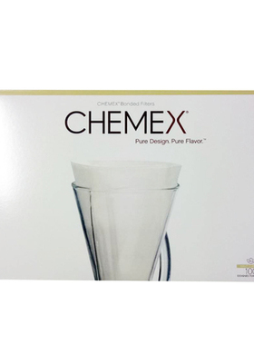 美国原装CHEMEX 3杯份滤纸、咖啡壶原浆专用咖啡滤纸白色 包顺丰