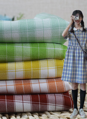 英伦风TR涤棉格子男女服装JK制服校服百褶裙面料斜纹衬衫布料8612