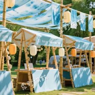 网红市集古风竹子摊位架摆摊展示架活动专用竹艺摆摊车集市造景架